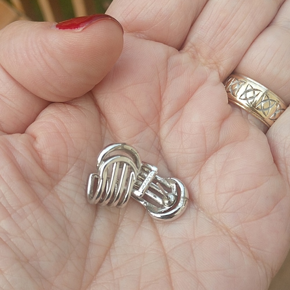 Monet silver tone cage design earrings